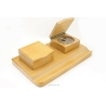 Deskbase Schreibtisch Garnitur Tintenfass Bürozubehör Holz Glas Vintage NOS