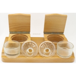Deskbase Schreibtisch Garnitur Tintenfass Bürozubehör Holz Glas Vintage NOS