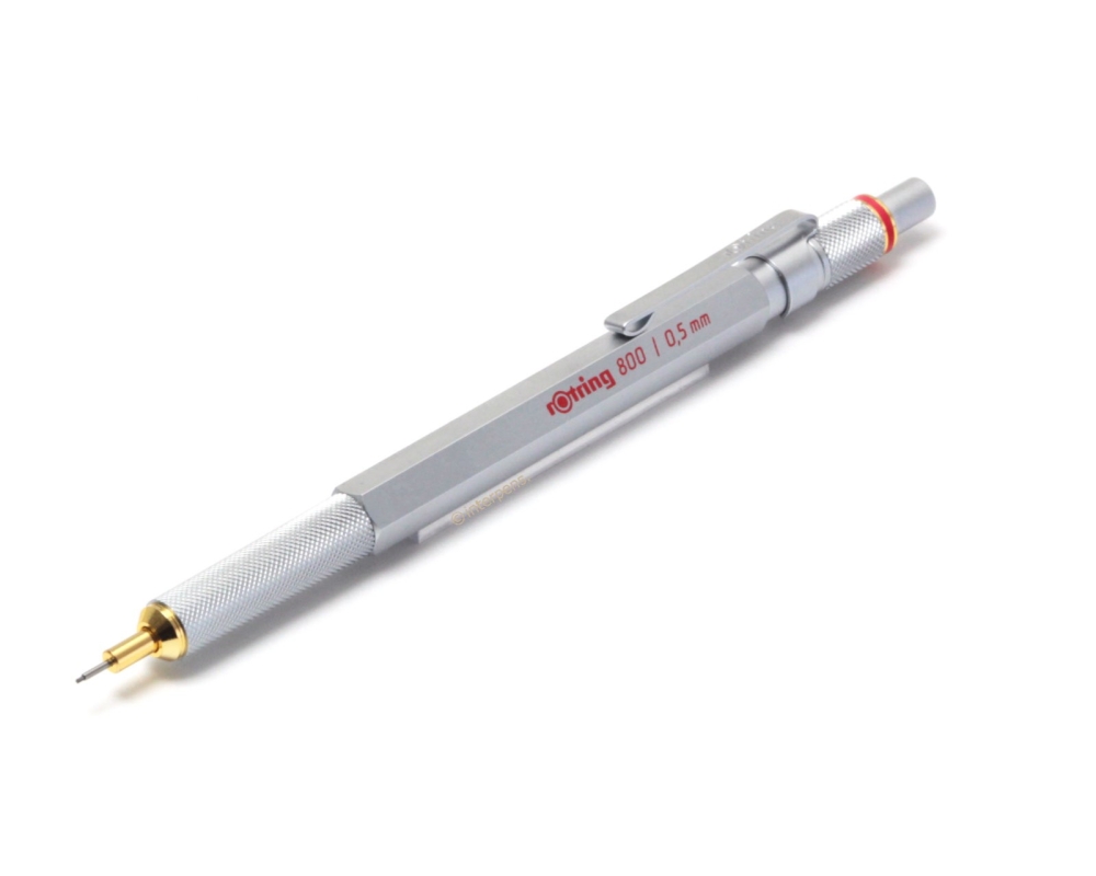 Rotring 800 Silber 0,5mm Druck-Bleistift Gerändelter Griff Hexagonal