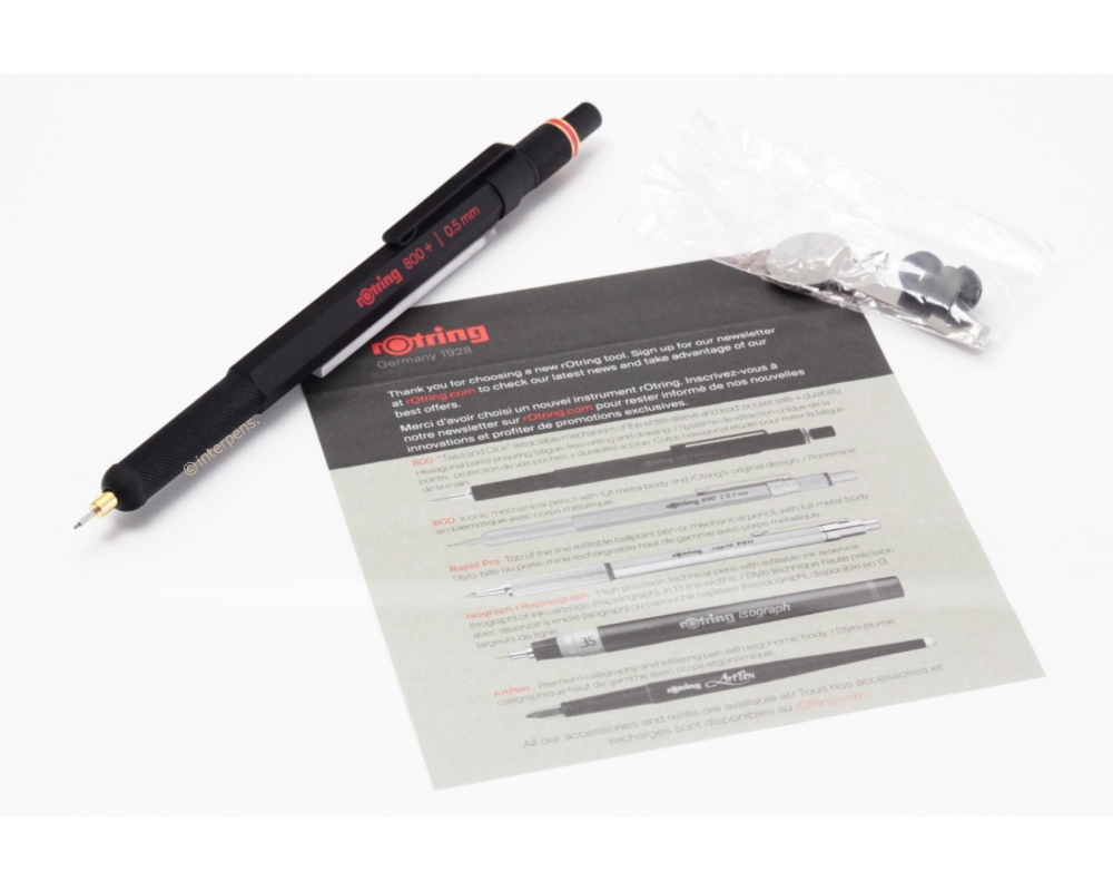 Rotring 800+ Black 0,5mm Mechanical Pencil Knurled Grip Hexagonal