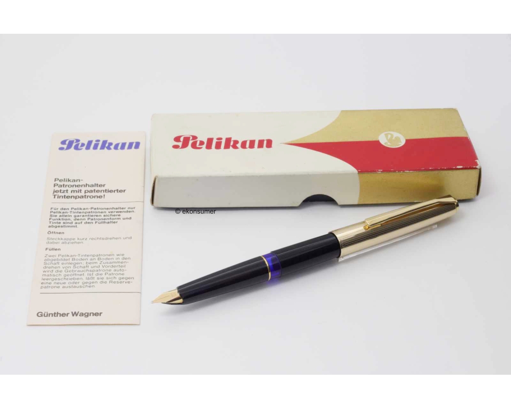 Pelikan P 30 Doublè Streifenguilloche 14C OM um 1973 Patronenfüller Box