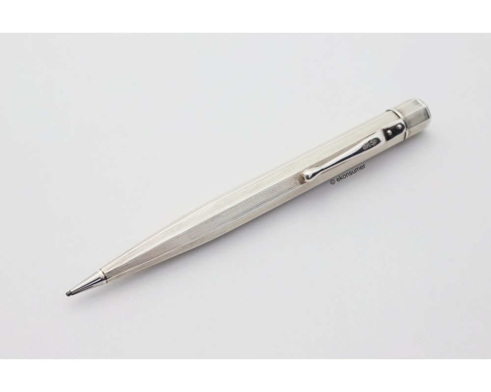 Art Deco Drehbleistift Georg Lauer 925 Sterlingsilber 1.18 mm Mine Achtseitige Form