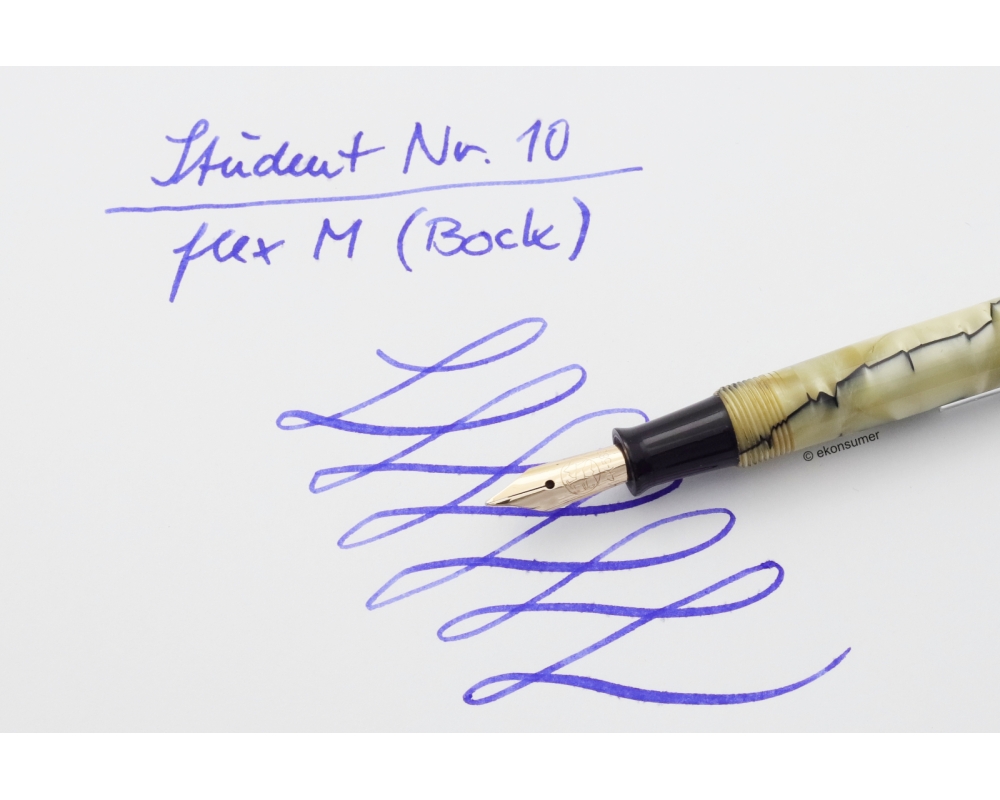 Student no. 10 Black & Pearl Puschbutton-filler 14ct. M Bock-Gold-nib 1935 Box Vintage