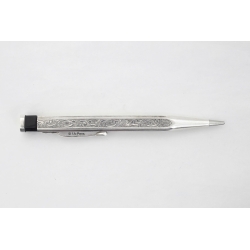 Art Deco Drehbleistift 900 Silber Deutsch 1.18 mm Mine vierseitige Form