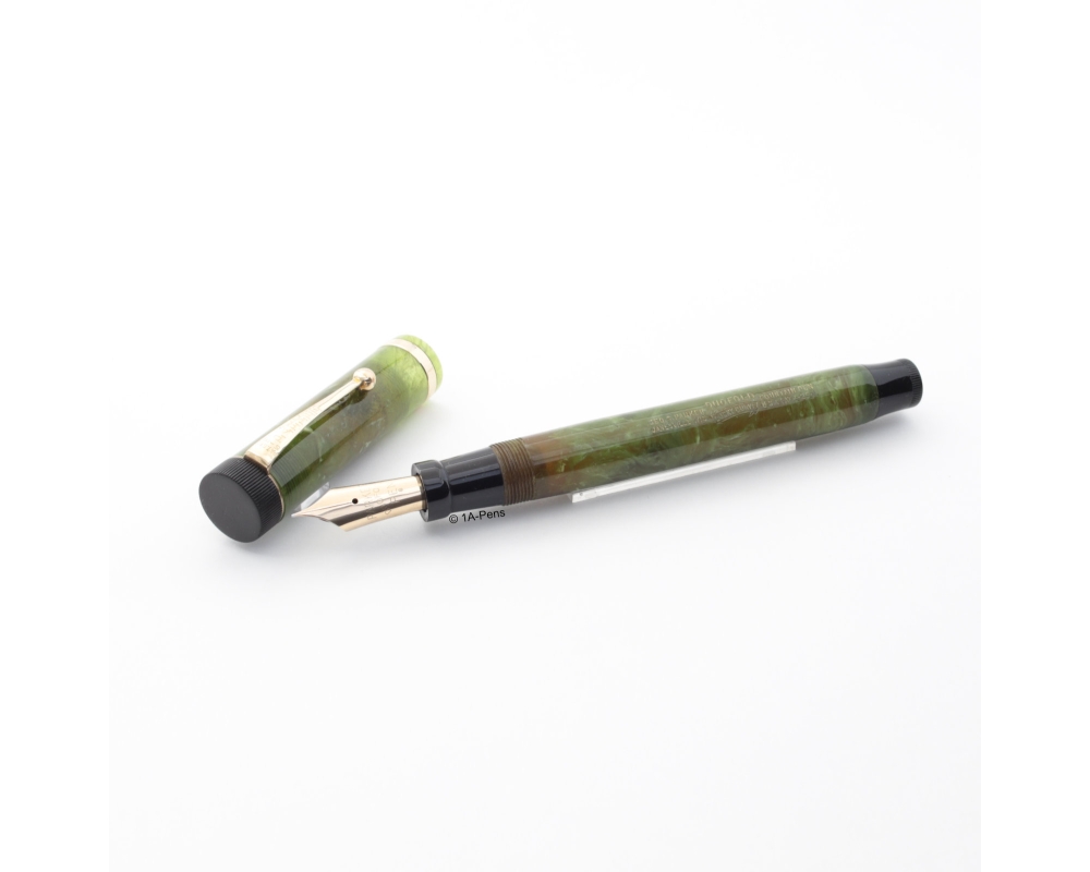 Parker Duofold Senior Jade Green Flattop 14K EF Gold-nib USA 1927 Vintage