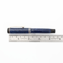 Parker Duofold Junior Lapis Blue-White 14K EF Gold-nib USA 1928 Vintage